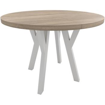 Okrúhly stôl ENZO 100cm, rozkladací do 300cm dub sonoma biele nohy