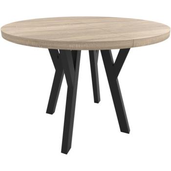 Okrúhly stôl ENZO 90cm, rozkladací do 170cm dub sonoma čierne nohy